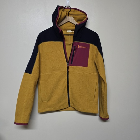 COTOPAXI Jacket Women Small Abrazo Hooded Fleece Yellow Blue Pink Full Zip Hike - Picture 1 of 7